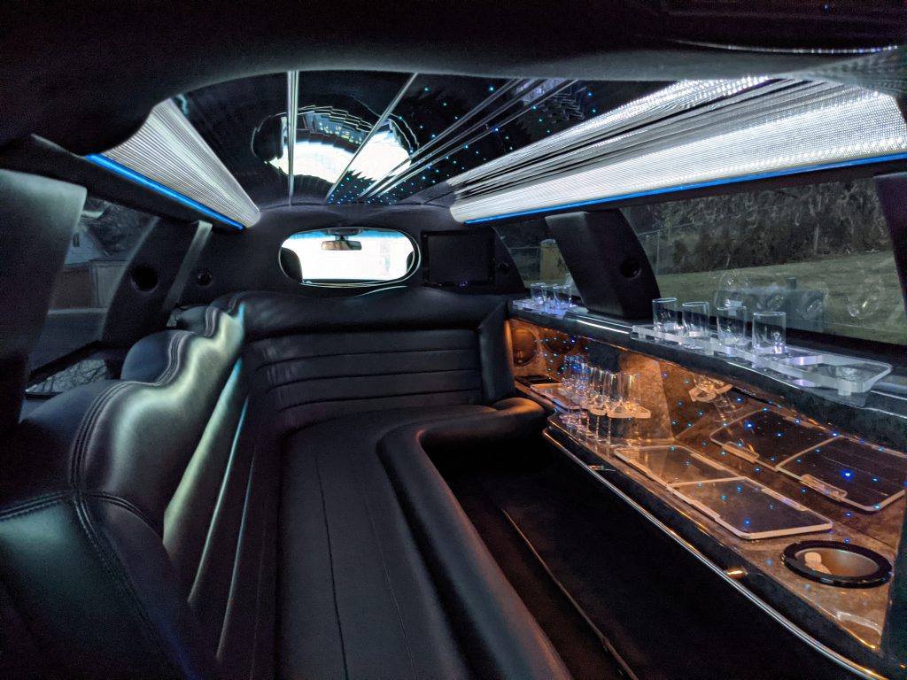 Black limousine interior